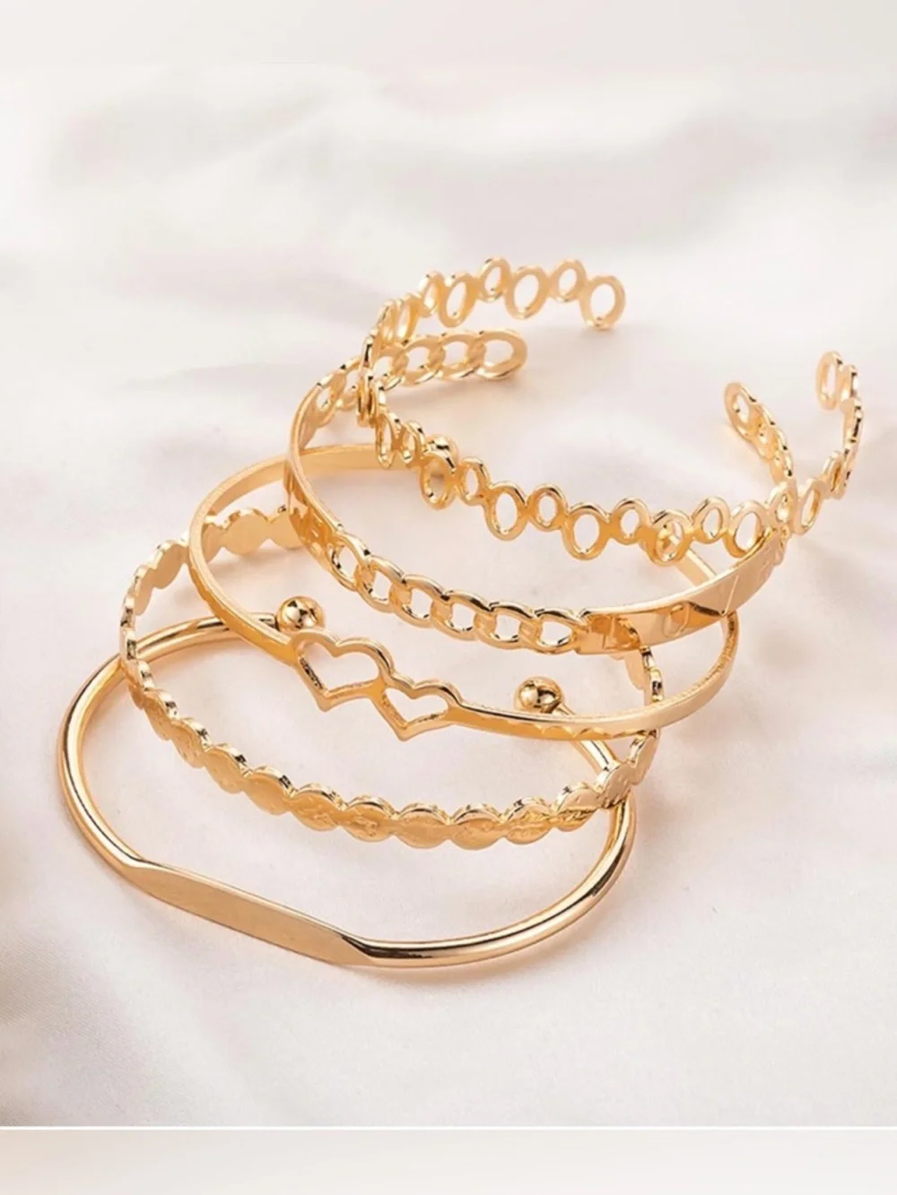 NWT~12pc 14K Gold Stackable Statement Bangle Cuff Bracelet Set